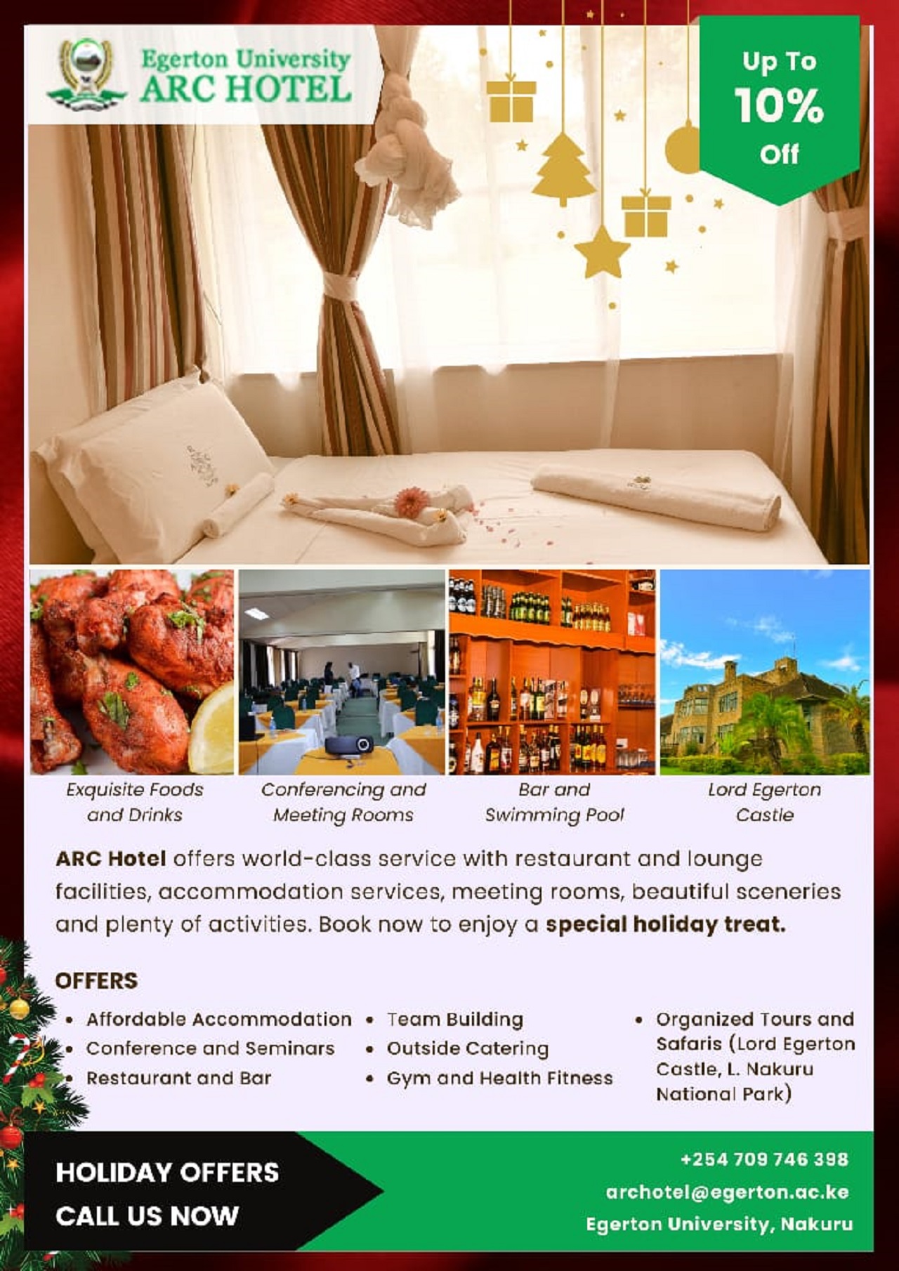 Egerton UNIVERSITY  ARC  HOTEL  10% OFF