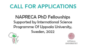 NAPRECA PhD Fellowships Supported by International Science Programme Of Uppsala University, Sweden, 2022